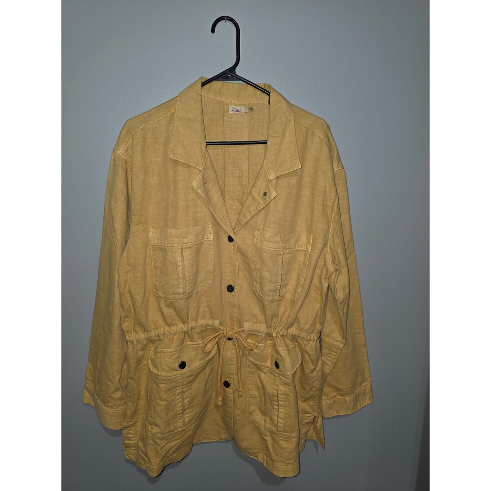 Faherty Brand Mustard Yellow Cotton Linen Drawstring Field Jacket Womens XL
